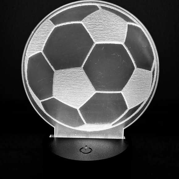 Soccer ball LED night light with engrave Acrylic, LED base, remote, and USB cord - Picture 3 of 3